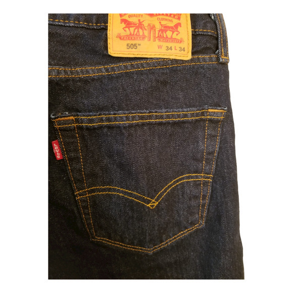 Levi's 505 Regular Fit Straight Leg Men's Jeans Dark Blue Size 34x28‎ - Picture 8 of 8